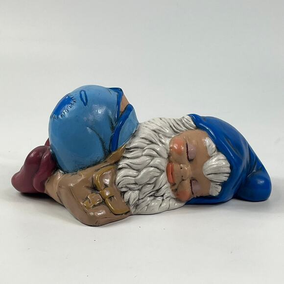 1970's Ceramic Sleeping Garden Gnome Hand Painted Elf Yard Decor Nun Monestary - Picture 1 of 10